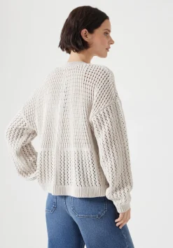 hush Jumpers & Cardigans|Open Stitch Edge to Edge Cardigan Off White
