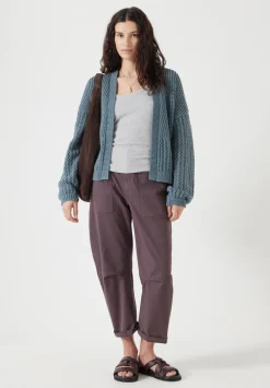 hush Jumpers & Cardigans|Open Stitch Edge to Edge Cardigan Stormy Blue