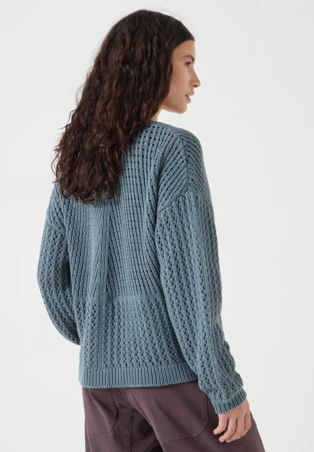 hush Jumpers & Cardigans|Open Stitch Edge to Edge Cardigan Stormy Blue