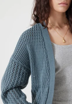 hush Jumpers & Cardigans|Open Stitch Edge to Edge Cardigan Stormy Blue