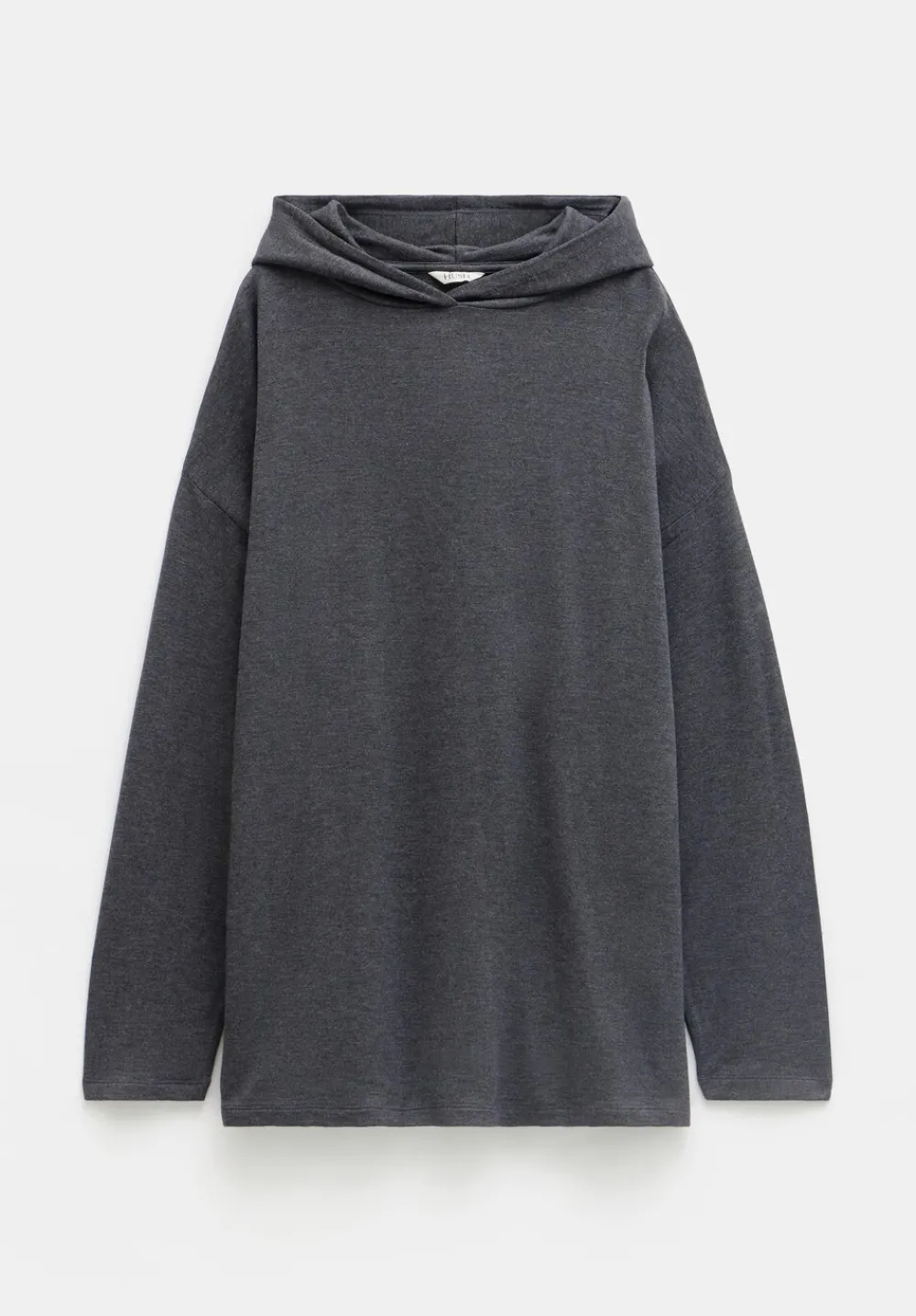 hush Sweatshirts & Hoodies|Orla Lightweight Oversized Longline Hoodie Charcoal Marl Grey
