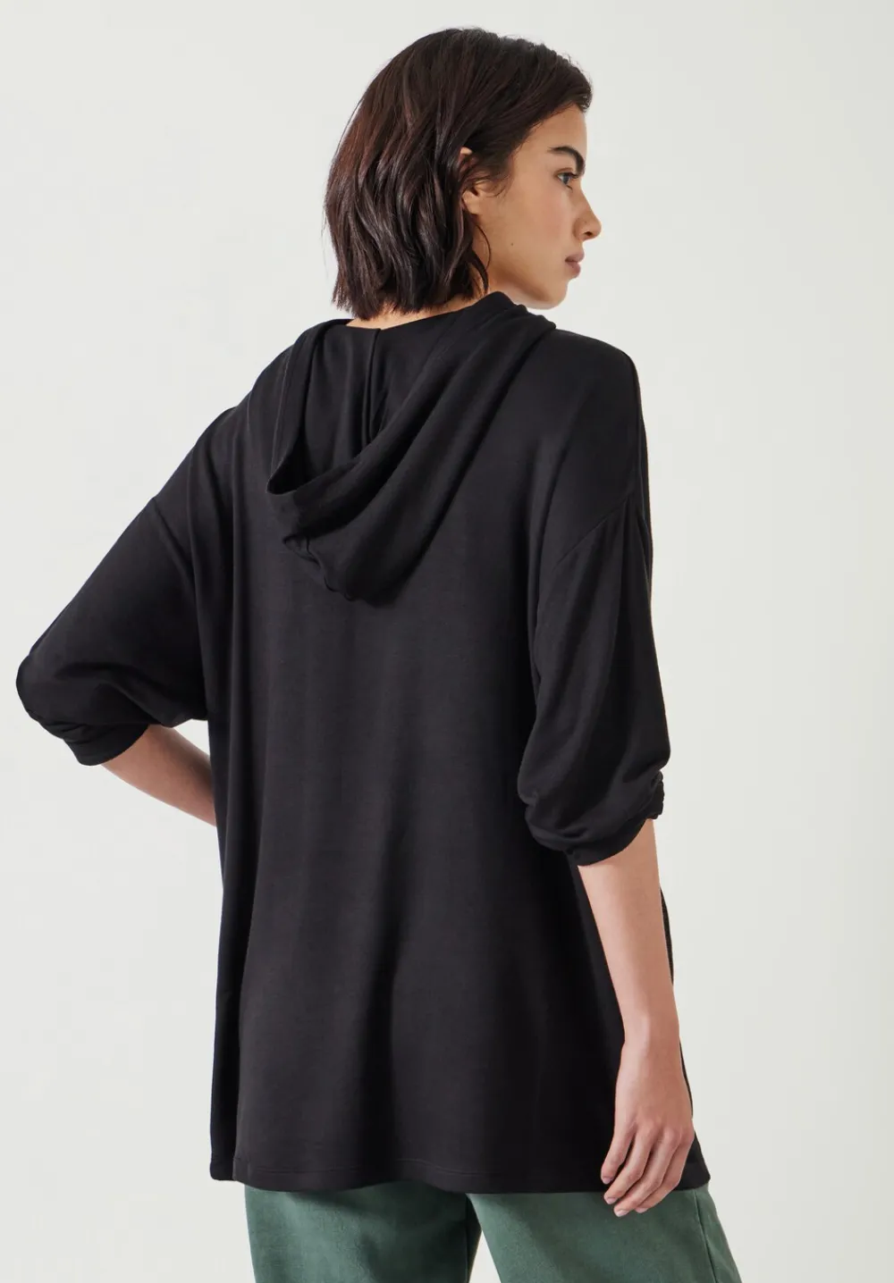 hush Sweatshirts & Hoodies|Orla Lightweight Oversized Longline Hoodie Black