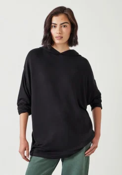 hush Sweatshirts & Hoodies|Orla Lightweight Oversized Longline Hoodie Black