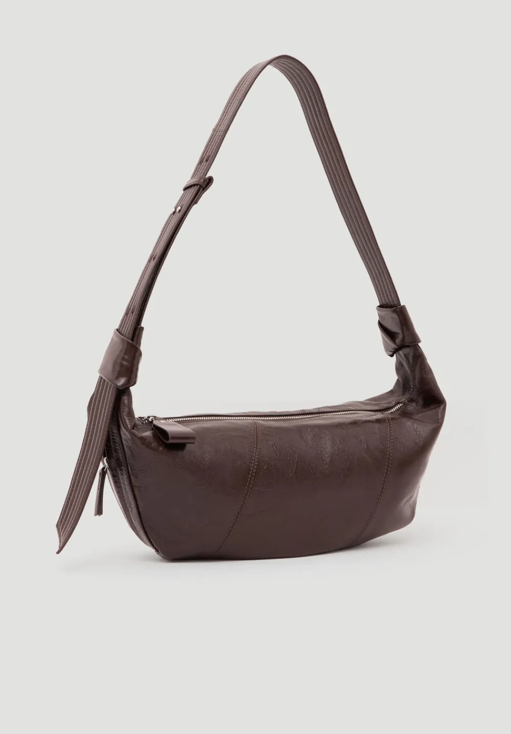 hush Bags|Oversized Leather Crescent Bag Chocolate brown