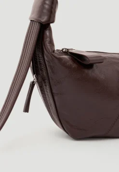 hush Bags|Oversized Leather Crescent Bag Chocolate brown
