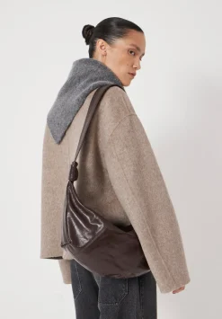 hush Bags|Oversized Leather Crescent Bag Chocolate brown
