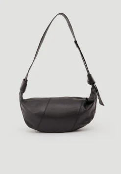 hush Bags|Oversized Leather Crescent Bag Black