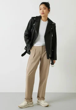 hush Jackets & Coats|Oversized Leather Jacket Black