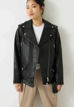 hush Jackets & Coats|Oversized Leather Jacket Black