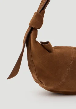 hush Bags|Oversized Suede Crescent Bag Tan suede