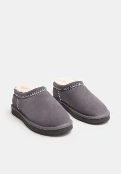 hush Slippers|Flats|Padded Collar Sheepskin Snug Slippers Grey