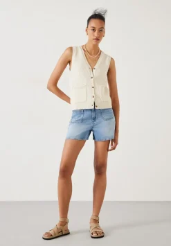 hush Shorts|Patch Pocket Denim Shorts Mid Authentic Wash