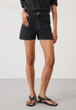 hush Shorts|Patch Pocket Denim Shorts Washed Black