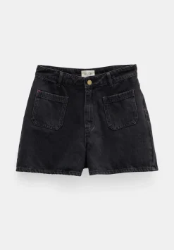 hush Shorts|Patch Pocket Denim Shorts Washed Black