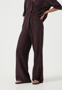 hush Trousers|Patchwork Stitch Knitted Trouser Chocolate Torte