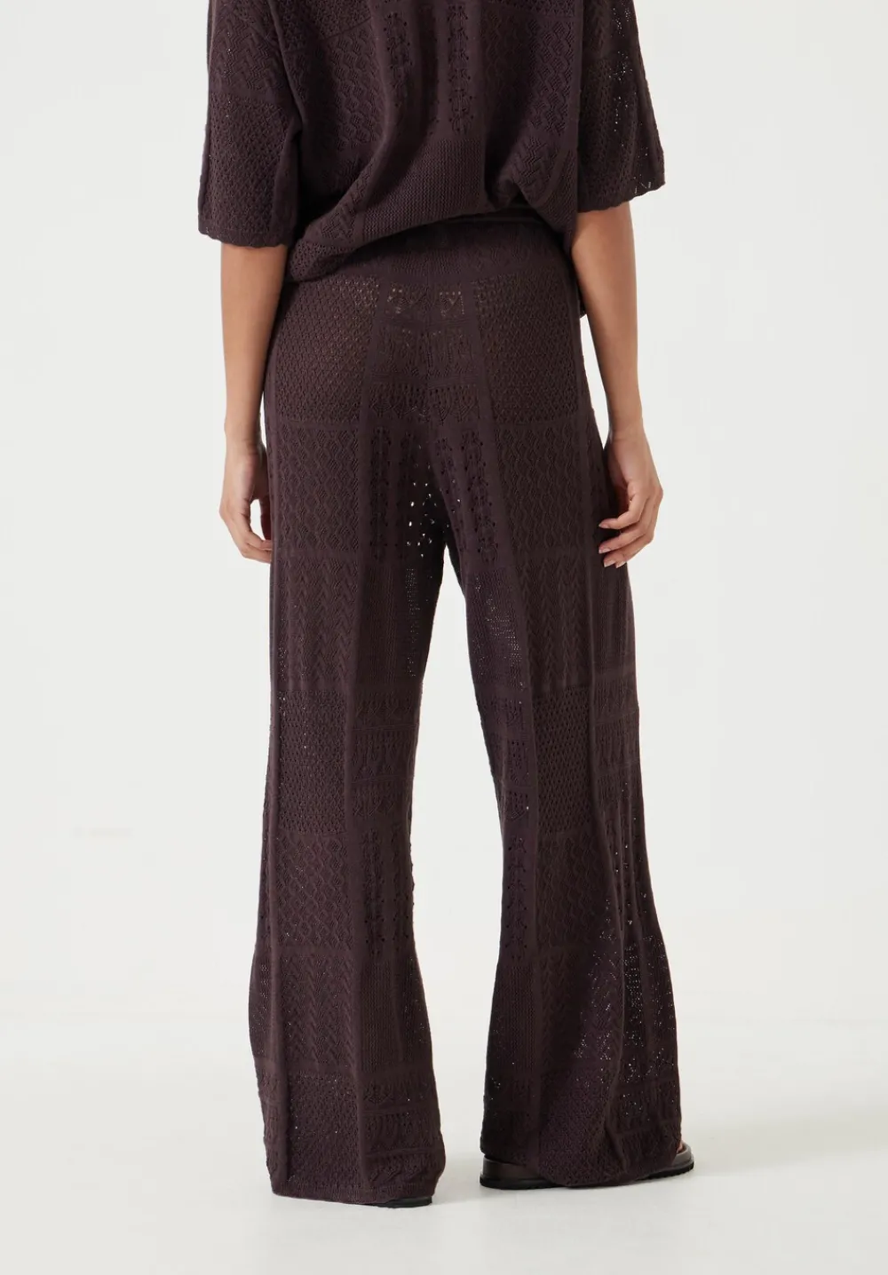 hush Trousers|Patchwork Stitch Knitted Trouser Chocolate Torte