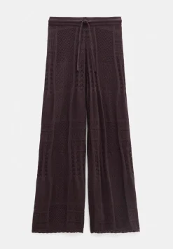 hush Trousers|Patchwork Stitch Knitted Trouser Chocolate Torte