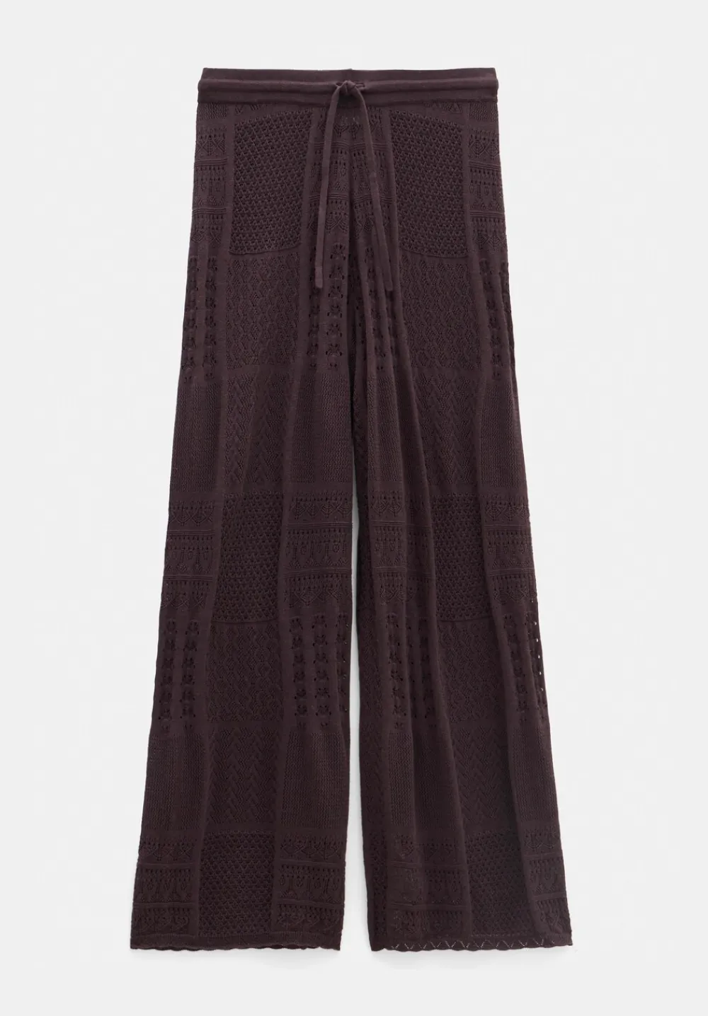hush Trousers|Patchwork Stitch Knitted Trouser Chocolate Torte