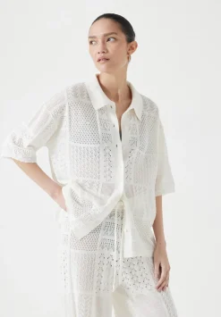 hush Tops & T-Shirts|Jumpers & Cardigans|Patchwork Stitch Knitted Top Soft White