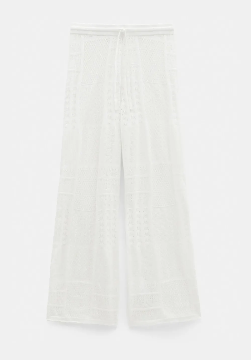 hush Trousers|Patchwork Stitch Knitted Trouser Soft White