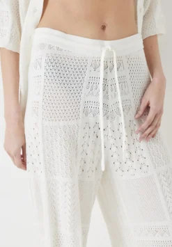 hush Trousers|Patchwork Stitch Knitted Trouser Soft White