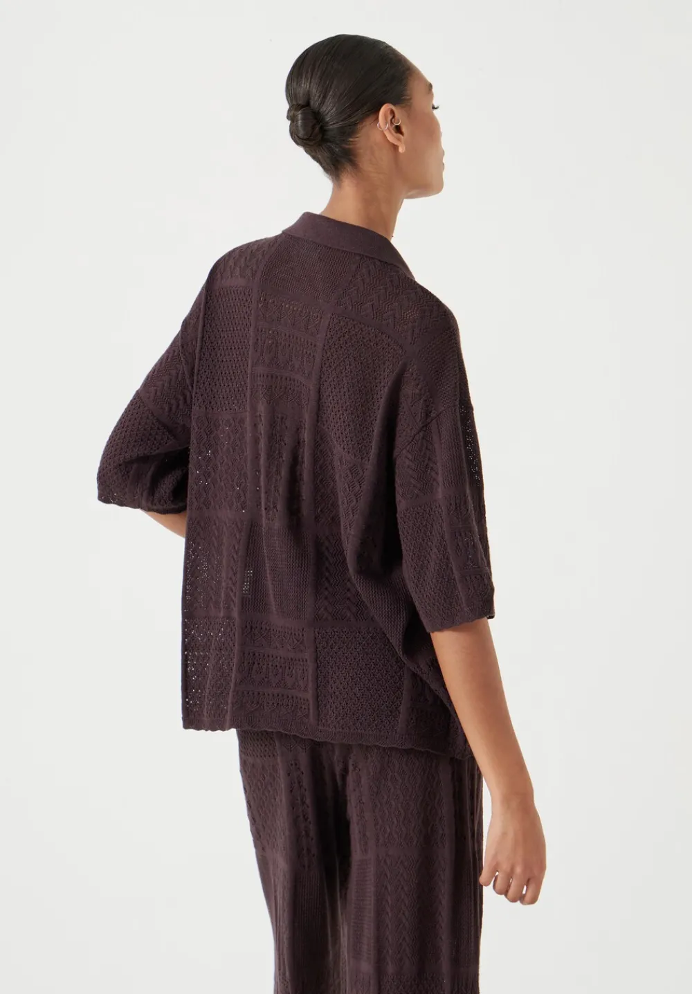 hush Tops & T-Shirts|Jumpers & Cardigans|Patchwork Stitch Knitted Top Chocolate Torte