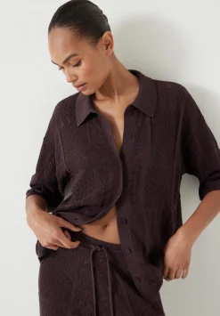 hush Tops & T-Shirts|Jumpers & Cardigans|Patchwork Stitch Knitted Top Chocolate Torte