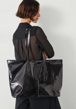 hush Bags|Patent Leather Tote Black