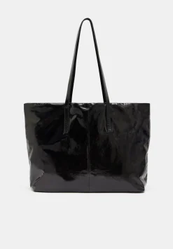 hush Bags|Patent Leather Tote Black