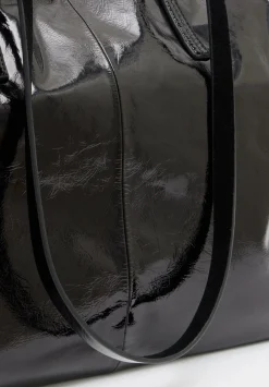 hush Bags|Patent Leather Tote Black