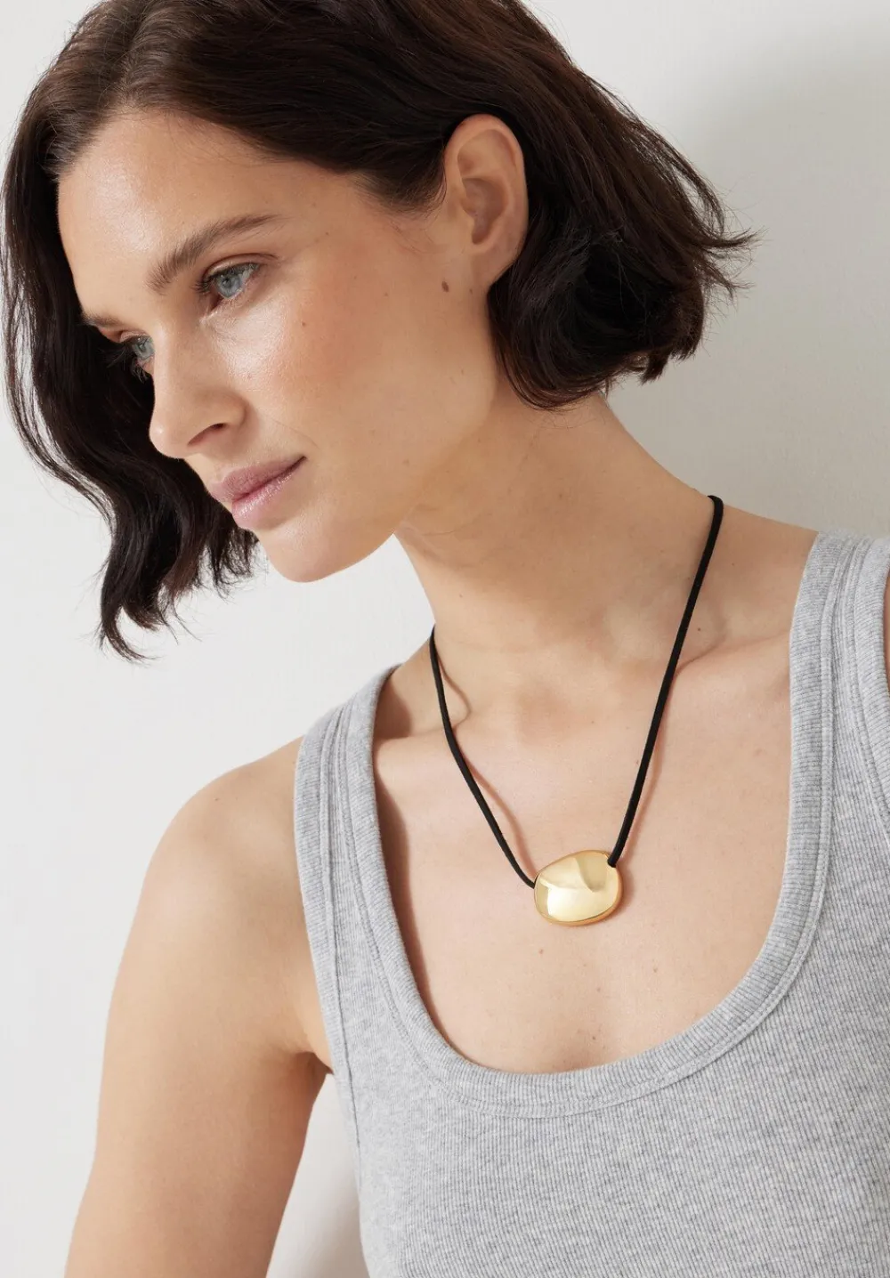 hush Jewellery|Pebble Pendant Cord Necklace Gold