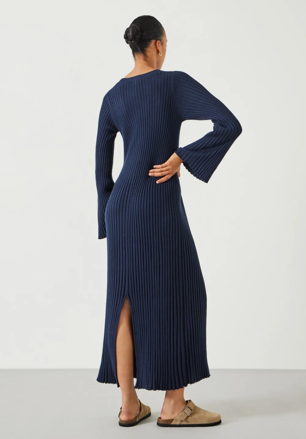 hush Dresses|Penny Crew Neck Ribbed Knitted Dress Midnight Navy