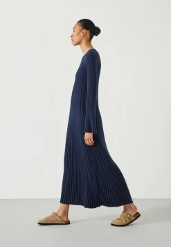 hush Dresses|Penny Crew Neck Ribbed Knitted Dress Midnight Navy