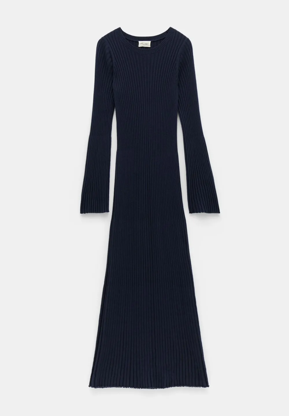 hush Dresses|Penny Crew Neck Ribbed Knitted Dress Midnight Navy