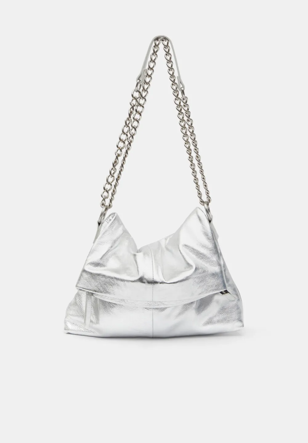 hush Bags|Perrie Chain Leather Crossbody Bag Silver