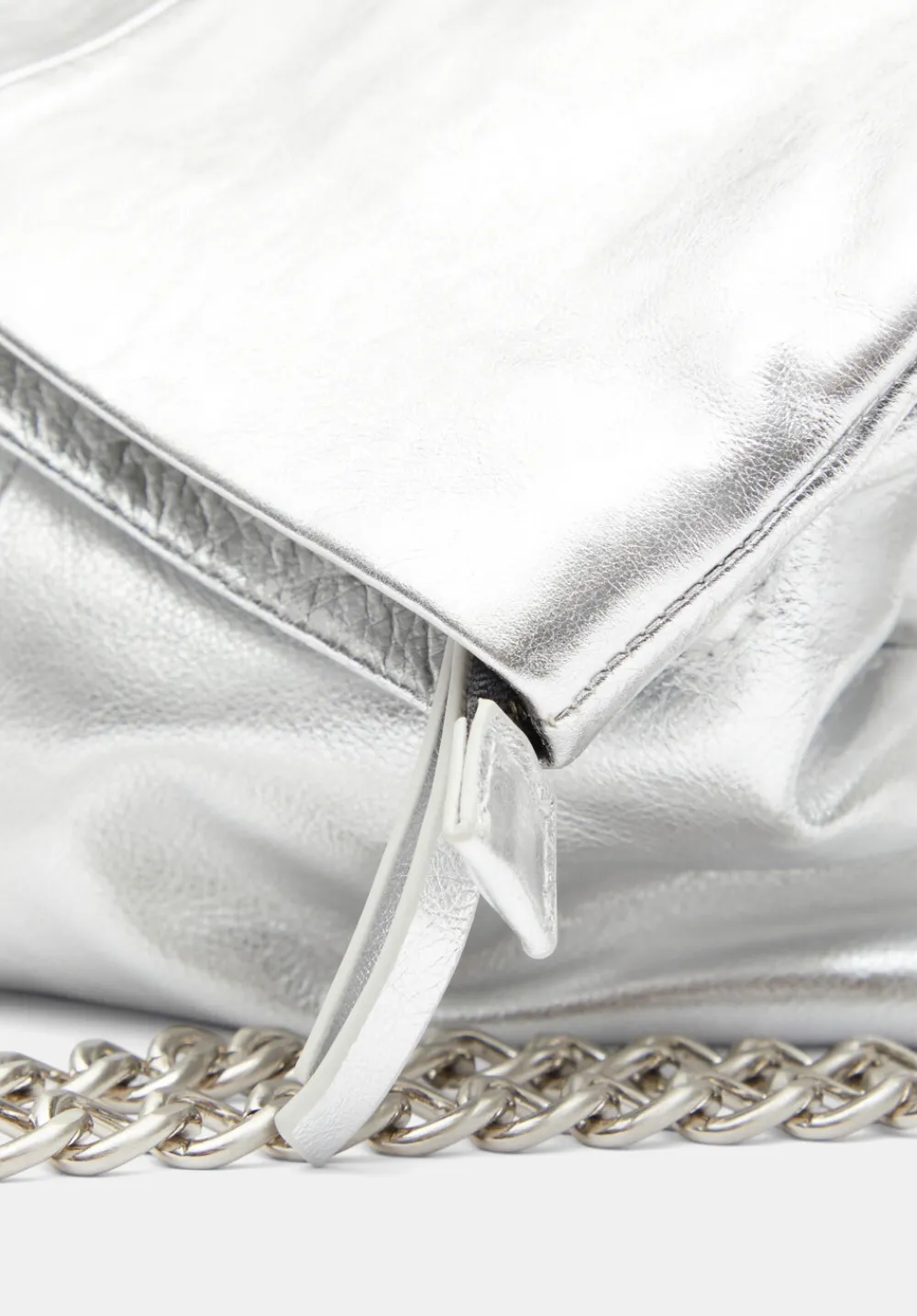hush Bags|Perrie Chain Leather Crossbody Bag Silver