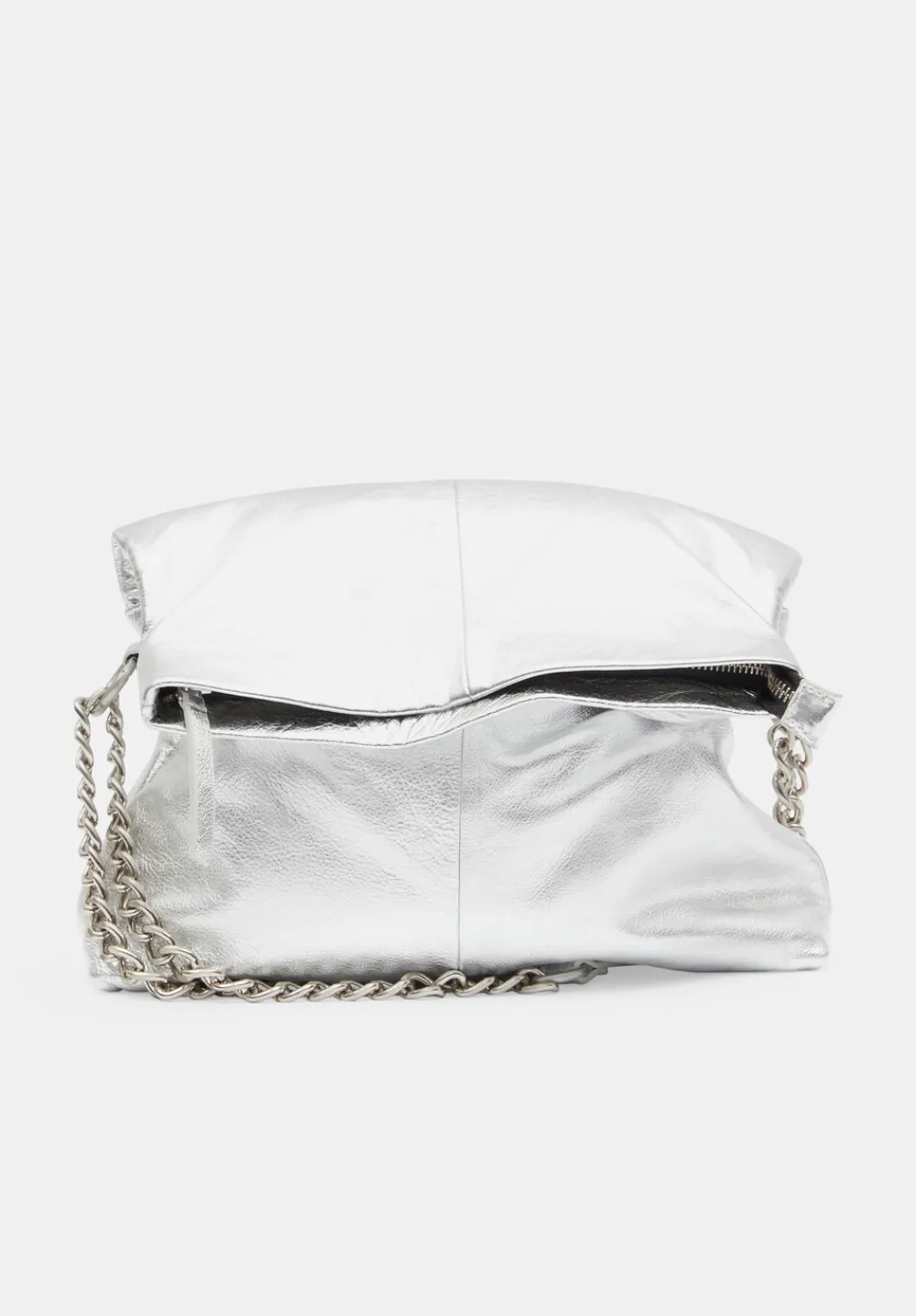 hush Bags|Perrie Chain Leather Crossbody Bag Silver