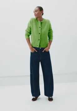 hush Jumpers & Cardigans|Perrin Crew Neck Alpaca Wool Cardigan Lime Green