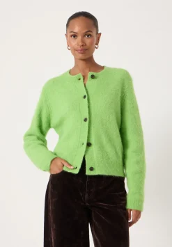 hush Jumpers & Cardigans|Perrin Crew Neck Alpaca Wool Cardigan Lime Green