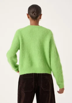 hush Jumpers & Cardigans|Perrin Crew Neck Alpaca Wool Cardigan Lime Green