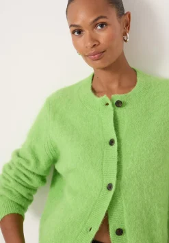 hush Jumpers & Cardigans|Perrin Crew Neck Alpaca Wool Cardigan Lime Green