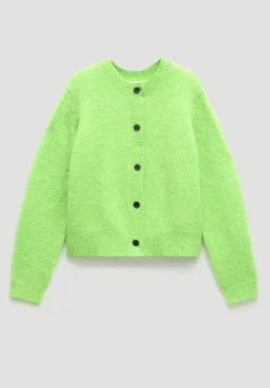 hush Jumpers & Cardigans|Perrin Crew Neck Alpaca Wool Cardigan Lime Green