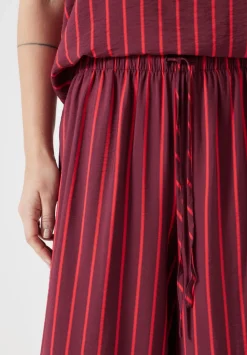 hush Jeans|Trousers|Petunia Air Flow Wide Leg Trousers Maroon & Red Stripe