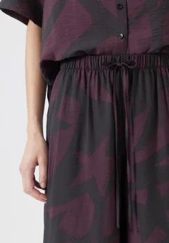 hush Jeans|Trousers|Petunia Air Flow Wide Leg Trousers Purple/Brown Abstract Shapes