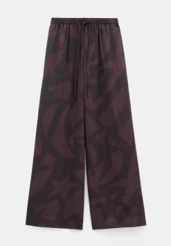 hush Jeans|Trousers|Petunia Air Flow Wide Leg Trousers Purple/Brown Abstract Shapes