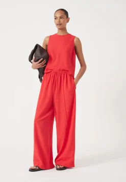 hush Trousers|Petunia Linen Blend Trouser True Red