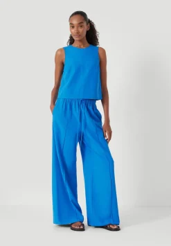 hush Trousers|Petunia Linen Blend Trouser Sapphire Blue