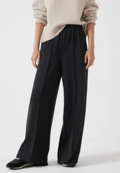 hush Trousers|Petunia Pintuck Wide Leg Trousers Black