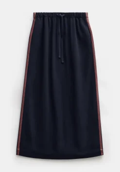hush Skirts|Petunia Side Stripe Midi Skirt Navy