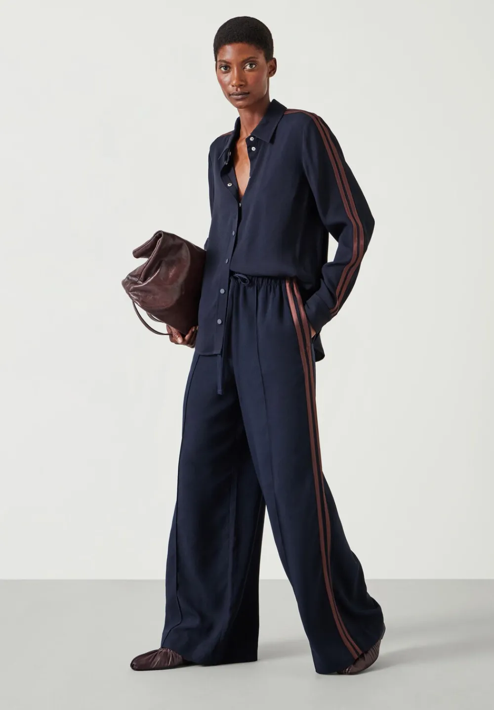 hush Shirts & Blouses|Petunia Side Stripe Shirt Navy